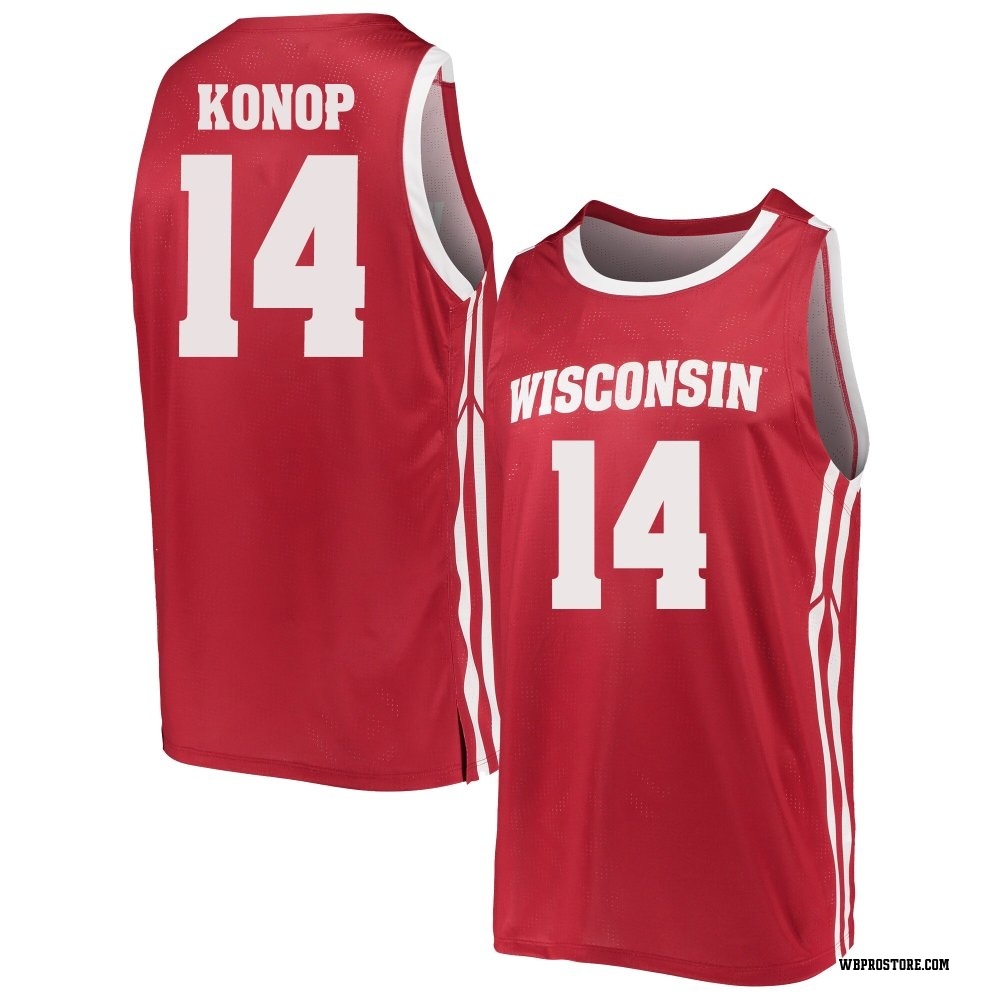 Men's Aidan Konop Wisconsin Badgers Replica Basketball Jersey - Red