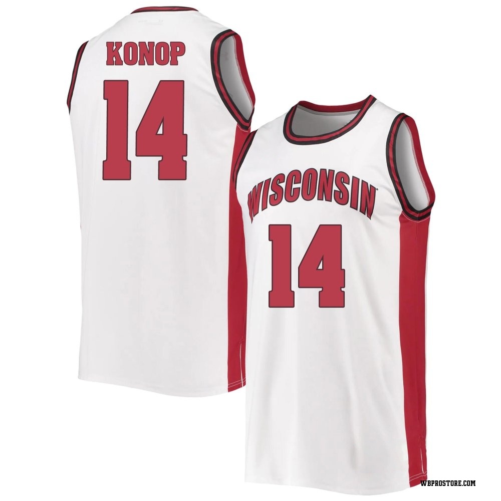 Men's Aidan Konop Wisconsin Badgers Replica Throwback Basketball Jersey - White