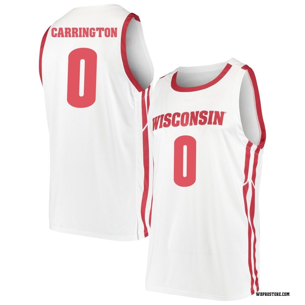 Men's Braeden Carrington Wisconsin Badgers Replica Basketball Jersey - White