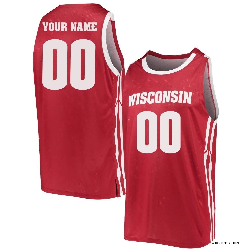 Men's Custom Wisconsin Badgers Replica Basketball Jersey - Red