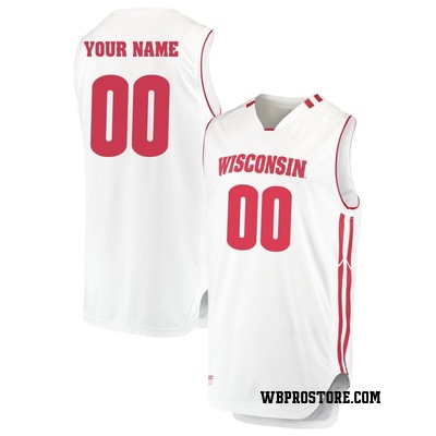 Men's Custom Wisconsin Badgers Replica Performance Basketball Jersey - White