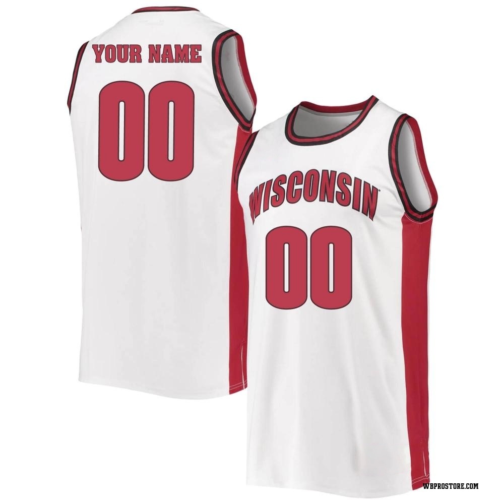 Men's Custom Wisconsin Badgers Replica Throwback Basketball Jersey - White