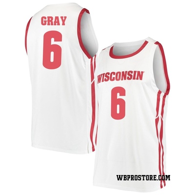 Men's Elijah Gray Wisconsin Badgers Replica Basketball Jersey - White