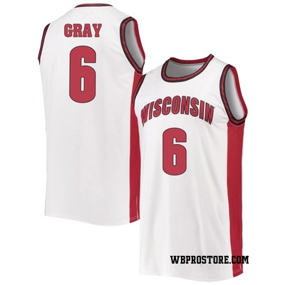 Men's Elijah Gray Wisconsin Badgers Replica Throwback Basketball Jersey - White
