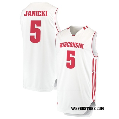 Men's Jack Janicki Wisconsin Badgers Replica Performance Basketball Jersey - White