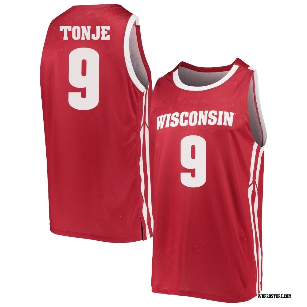 Men's John Tonje Wisconsin Badgers Replica Basketball Jersey - Red