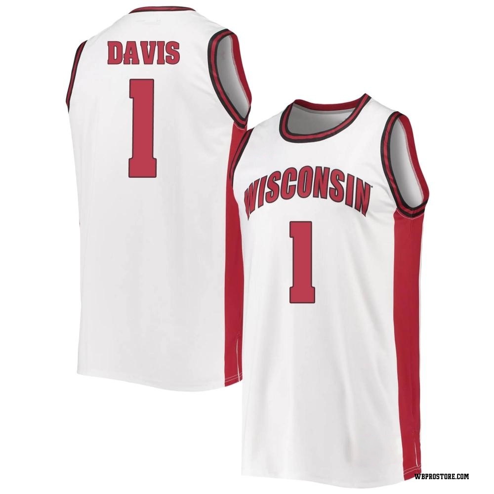 Men's Johnny Davis Wisconsin Badgers Replica Throwback Basketball Jersey - White