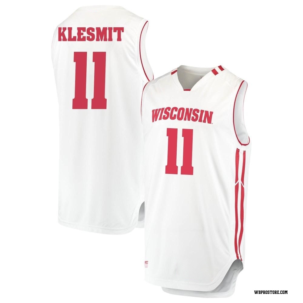 Men's Max Klesmit Wisconsin Badgers Replica Performance Basketball Jersey - White
