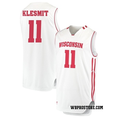 Men's Max Klesmit Wisconsin Badgers Replica Performance Basketball Jersey - White