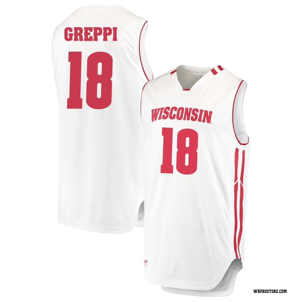 Men's Riccardo Greppi Wisconsin Badgers Replica Performance Basketball Jersey - White