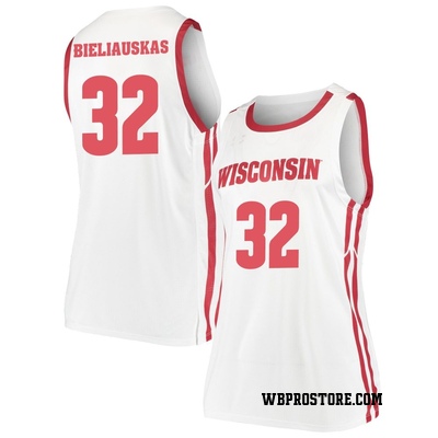 Women's Aleksas Bieliauskas Wisconsin Badgers Replica Basketball Jersey - White