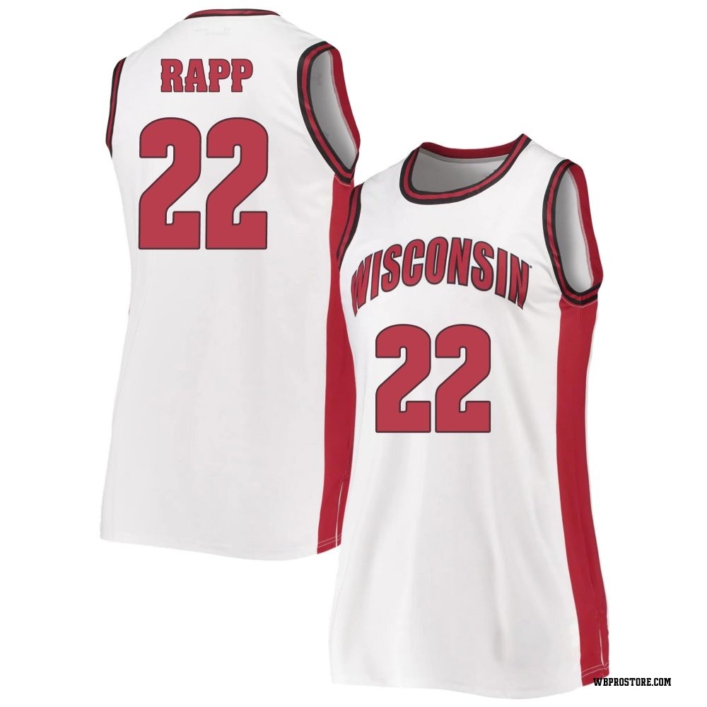 Women's Austin Rapp Wisconsin Badgers Replica Throwback Basketball Jersey - White