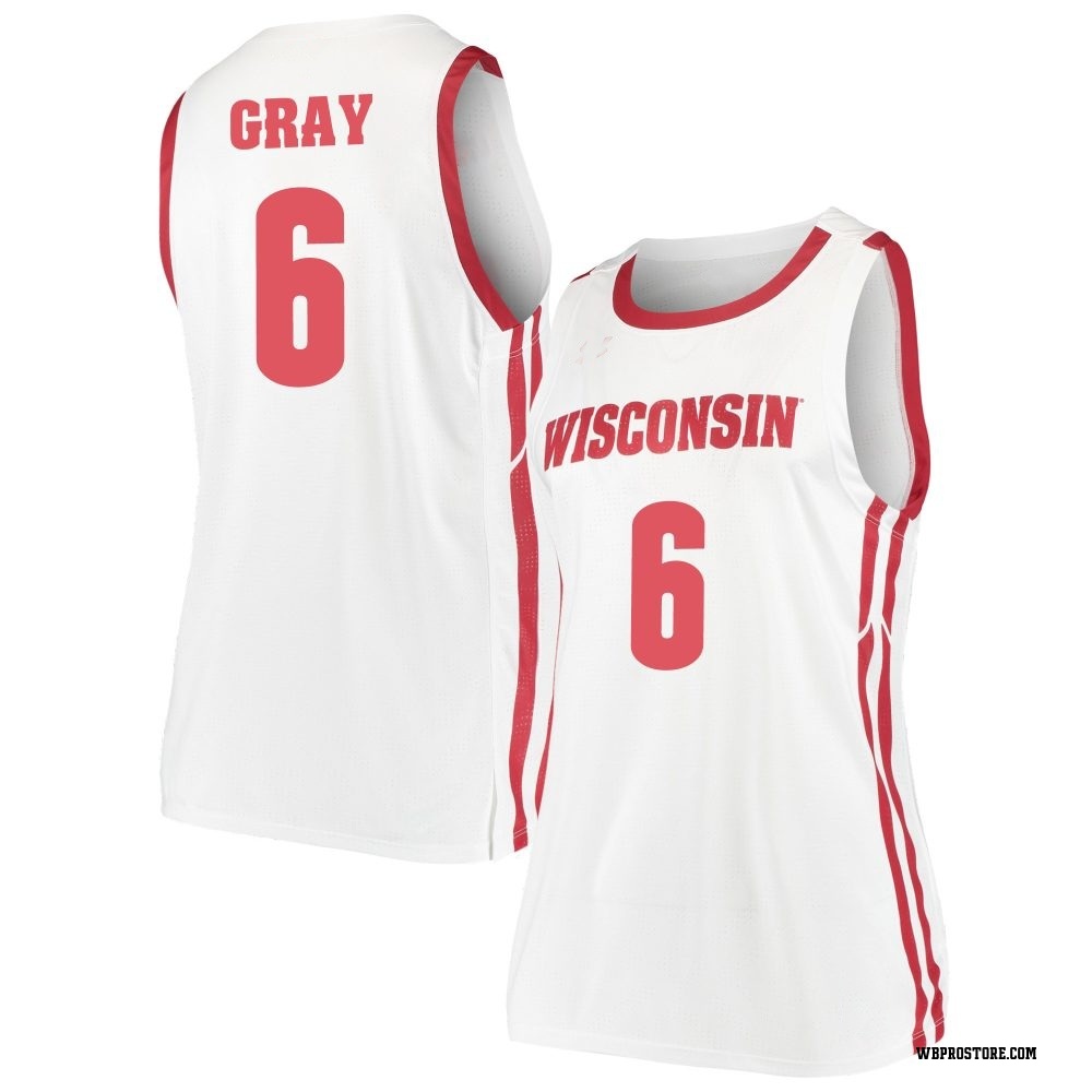 Women's Elijah Gray Wisconsin Badgers Replica Basketball Jersey - White