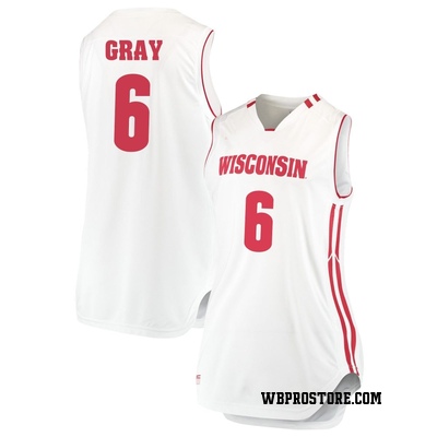 Women's Elijah Gray Wisconsin Badgers Replica Performance Basketball Jersey - White