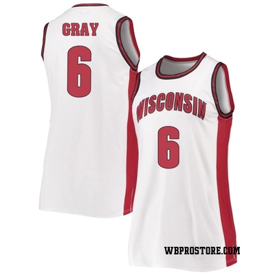 Women's Elijah Gray Wisconsin Badgers Replica Throwback Basketball Jersey - White