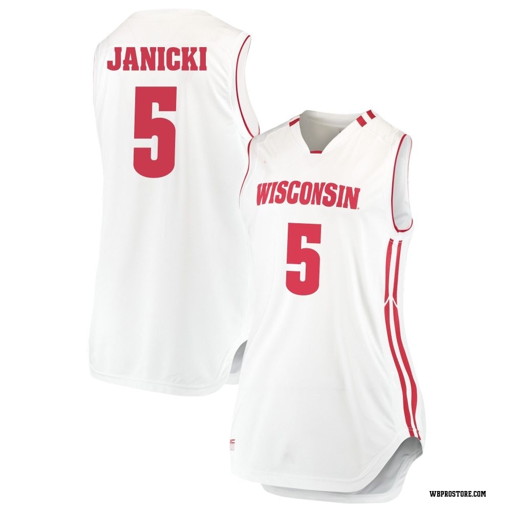Women's Jack Janicki Wisconsin Badgers Replica Performance Basketball Jersey - White