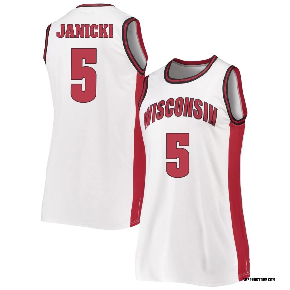 Women's Jack Janicki Wisconsin Badgers Replica Throwback Basketball Jersey - White