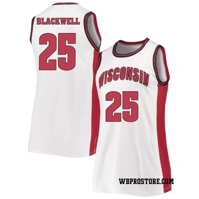 Women's John Blackwell Wisconsin Badgers Replica Throwback Basketball Jersey - White