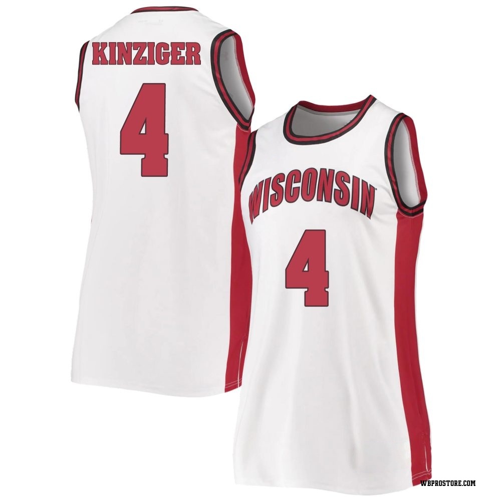 Women's Zach Kinziger Wisconsin Badgers Replica Throwback Basketball Jersey - White