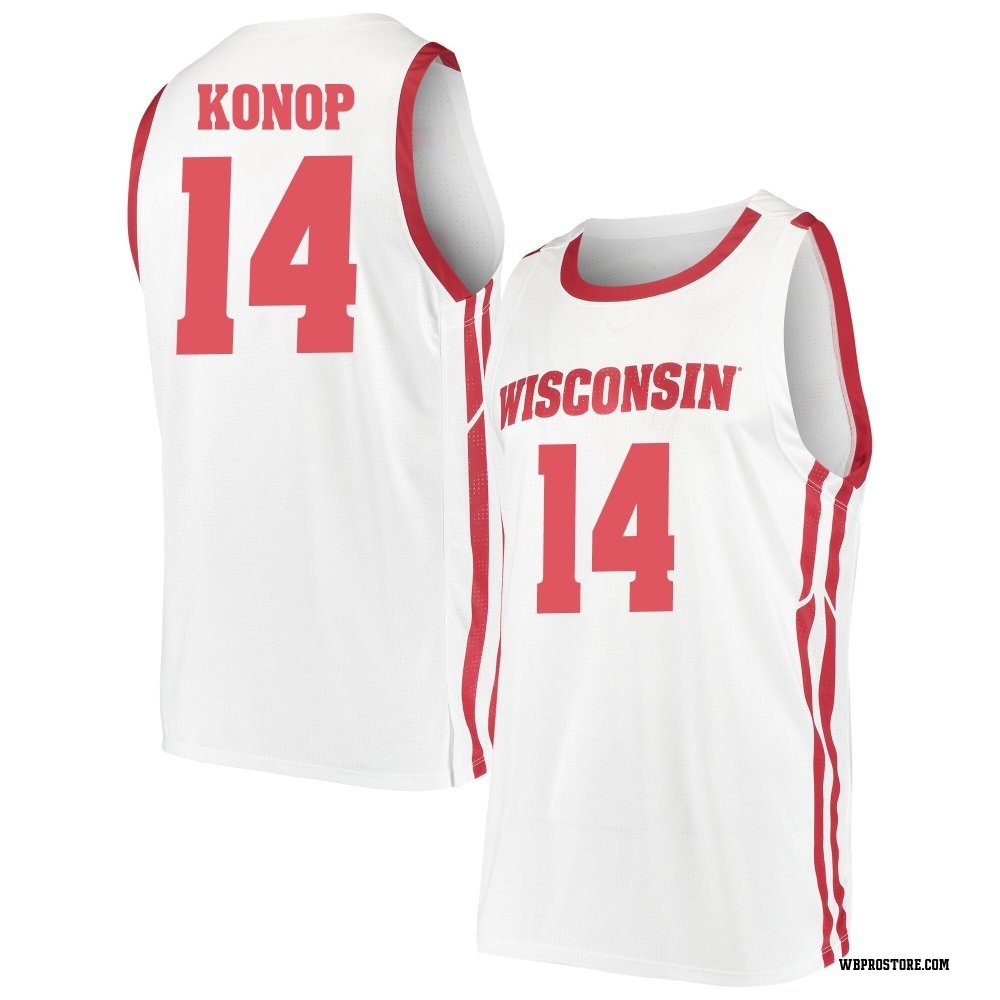 Youth Aidan Konop Wisconsin Badgers Replica Basketball Jersey - White