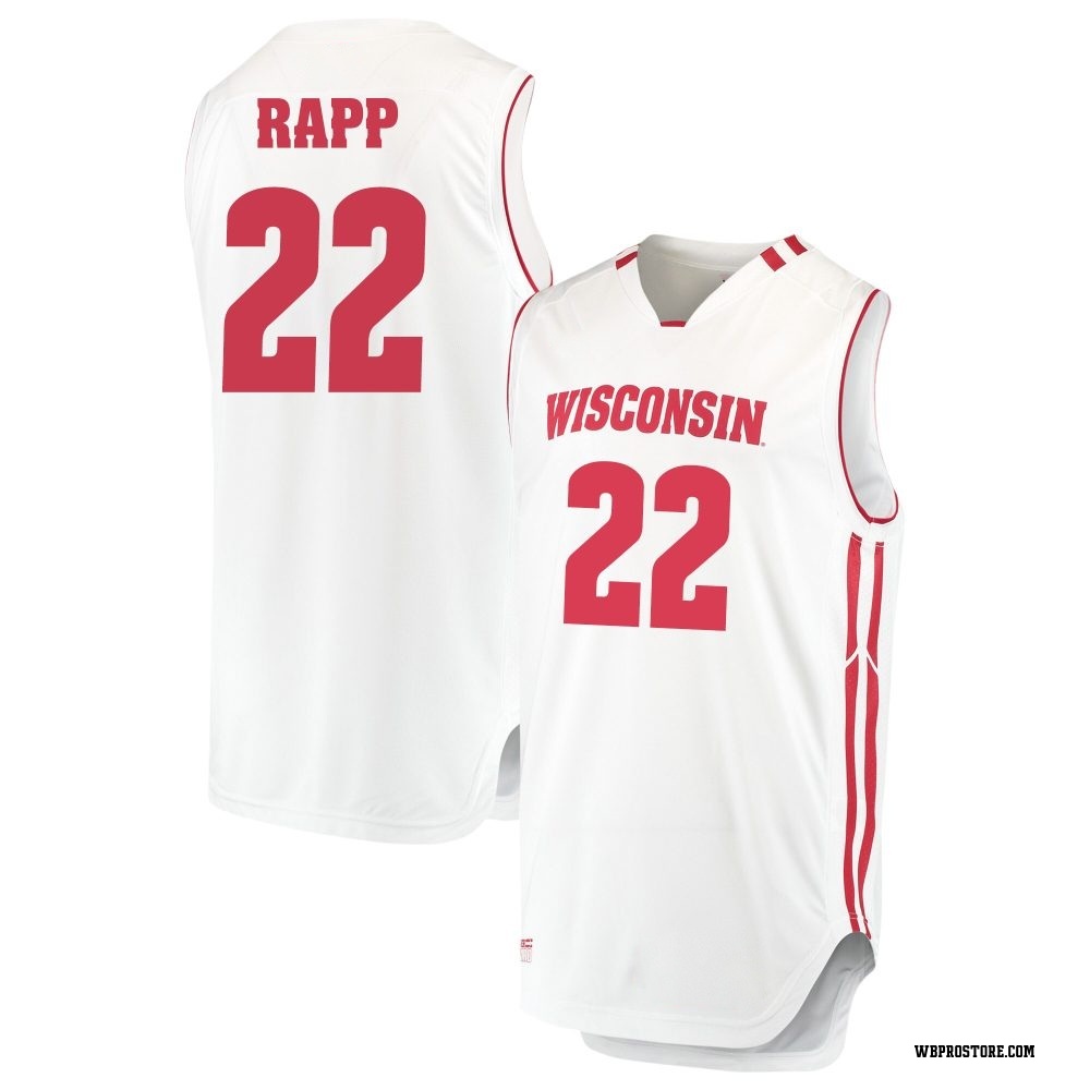 Youth Austin Rapp Wisconsin Badgers Replica Performance Basketball Jersey - White