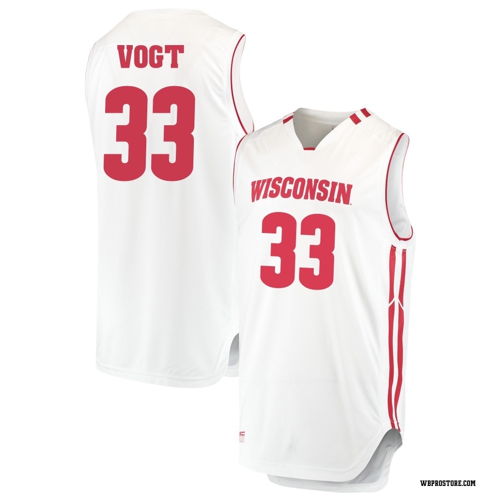 Youth Chris Vogt Wisconsin Badgers Replica Performance Basketball Jersey - White