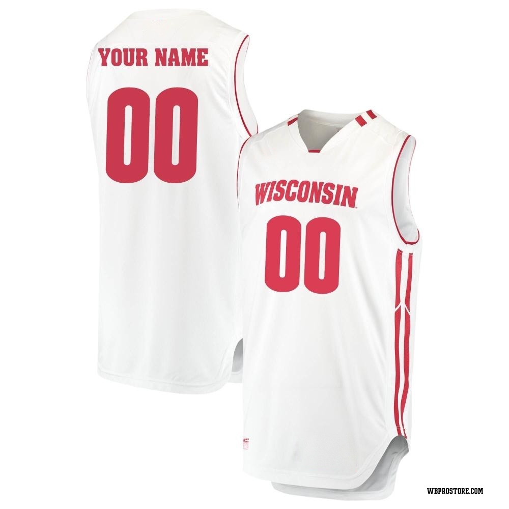 Youth Custom Wisconsin Badgers Replica Performance Basketball Jersey - White