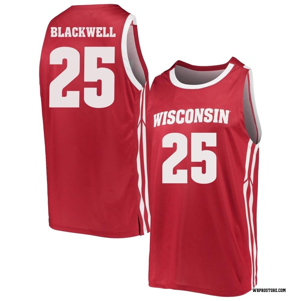 Youth John Blackwell Wisconsin Badgers Replica Red Basketball Jersey - Black